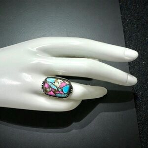 COTTON CANDY TURQUOISE 925 Sterling Silver Ring, Size 7, NEW